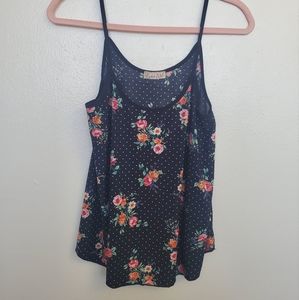 Black floral print top